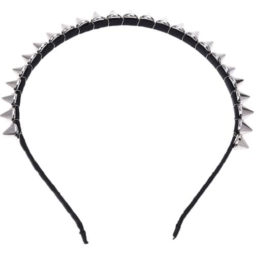Silver Metal Stud Rivet Spike Headband Hair Head Band Aliceband Punk Girl