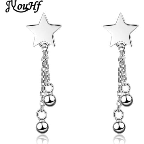 JYouHF New Fashion Star Stud Earrings for Women Girl Stylish Bead Charms with Chain Tassel Earring Female Minimalist Jewelry