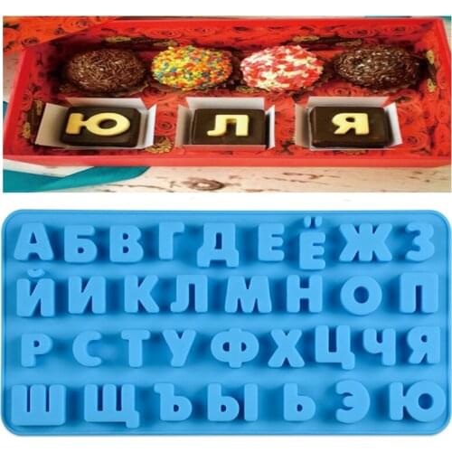 Russian Alphabet Letters Silicone Chocolate Mold Pudding Candy Fondant Mould Cake Decorating Tools