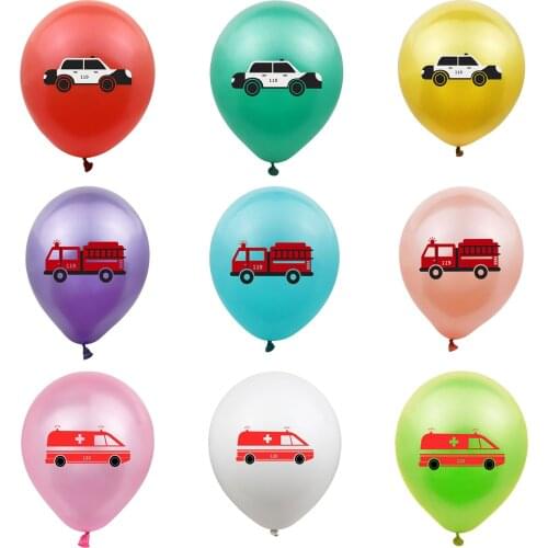 Ambulance Fire Truck Police Car Printed Rubber Balloons 12-Inch 2.8G Children 's Anniversary Birthday Party Decoration Supplies