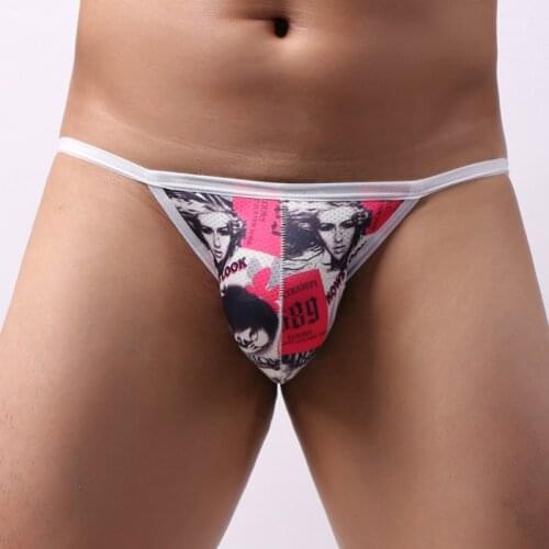 Gay Men Briefs Underwear Sexy Breathable Underpants Printed Comfortable Low Waist Briefs U Conve Pouch Gay Underwear