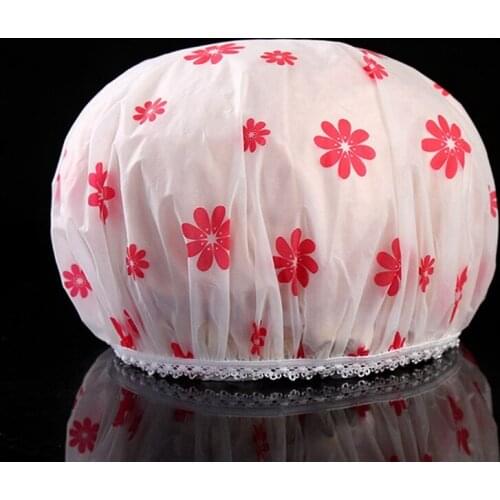 Waterproof Wave Point Bath Cap Hat Elastic Shower Hat Reusable Bath Head Hair Cover For Women Salon Shower Bath Supplies