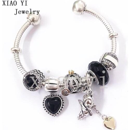 XIAOYI 2020 s925 black love pendant baby arrow love logo high quality European fashion open bracelet wedding fine jewelry female