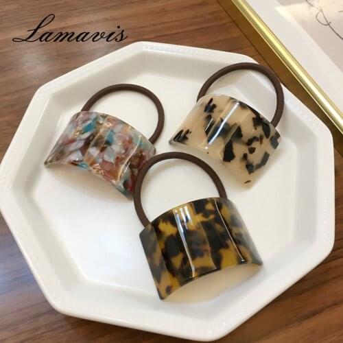 2020 New Hair Band Acetate Plate Ladies Hair Accessories Hair Band Punk Ponytail Plastic Geometric Curved Hair Ring High Elastic