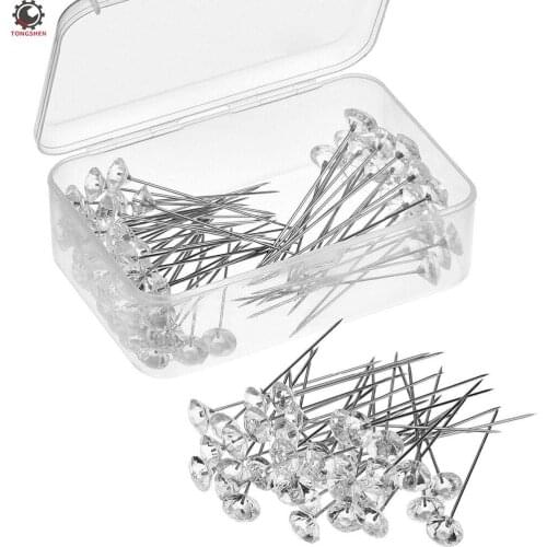 100Pcs Flower Pins Corsages Pins Head Wedding Bouquet and Crystal Pins Floral Bouquet Pin Clear 2 Inch 50mm