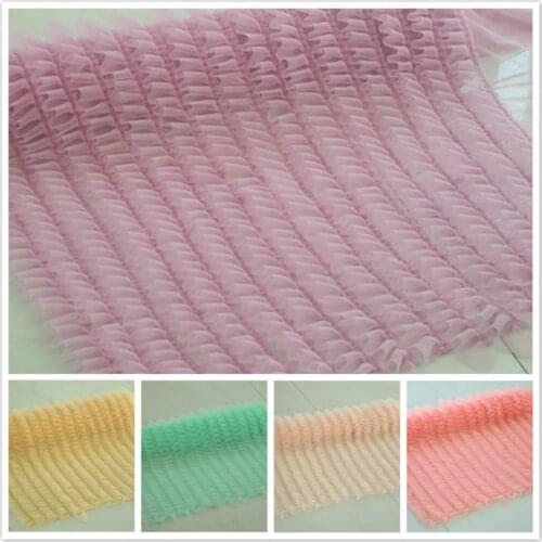 16 Layers Widened Pleated Fluffy Lace Fabric DIY Ladies Girl Doll One-piece Fluffy Skirt Wedding Dress Portable Sewing Material