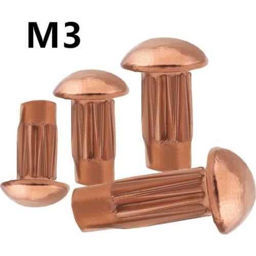 200PCS GB827 M3x4/5/6/8/10mm Knurled Solid Copper Rivets For Name Plate
