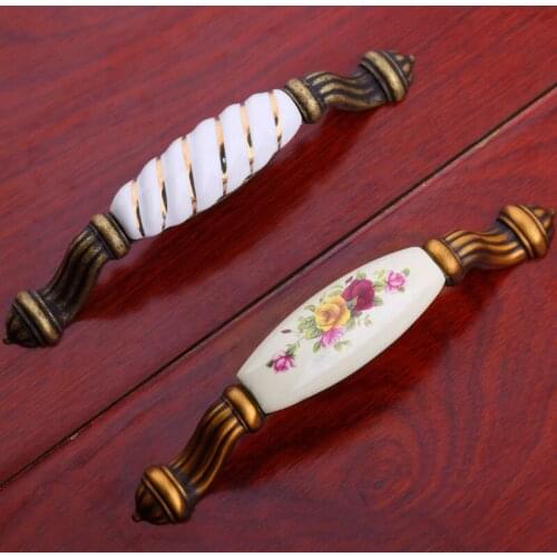 96mm 128mm Rustico rural ceramic kitchen cabinet wardrobe door handles antique bronze dresser tv table pulls knobs 5" 3.75 Retro