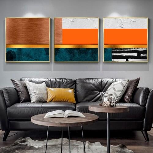 Abstract Art Golden Light Luxury Combination Canvas Painting Home Decoration Poster Printing Gorgeous Living Room Mural