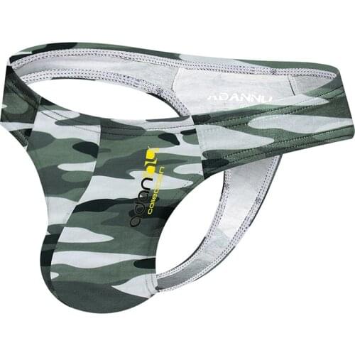 ADANNUs new camouflage cotton bump low-waisted T-shirts are sexy mens panties AD309T