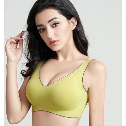 Jerrinut Latex Seamless Bras for Women Push Up Underwear Bralette Top Bh Comfort Cooling Gathers Shock-Proof Pad Plus Size Bra