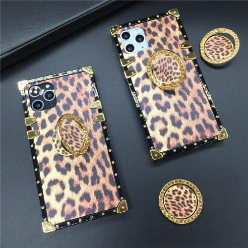 Fashion Leopard Print Phone Cases Cover for iPhone 12 PRO 7 Plus 8 XS Max X XR 6 6S Gold Soft Square Case for iphone 11 PRO MAX