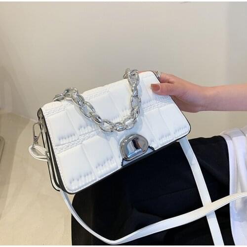 Ladies Soft Leather Chain Crossbody Bags for Women 2021 Casual Concise Small Square Bag Ladies Shoulder Bags Summer Handbags