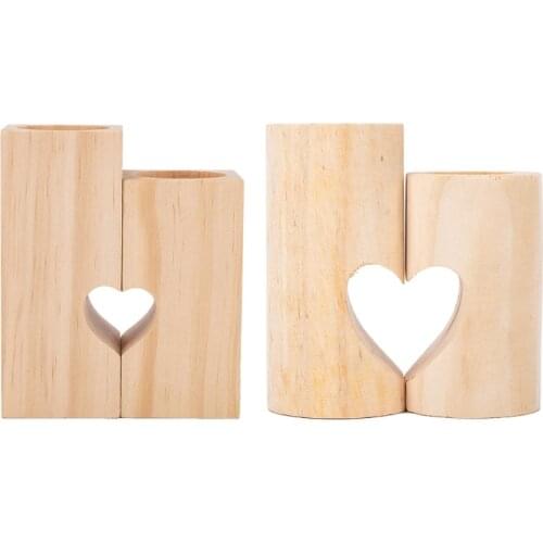 Rustic Heart Shaped Wooden Candlestick Candle Holder Shelf Wedding Decorations