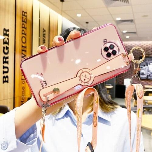 For Redmi Note 9s 7 8 pro Xiaomi 11 9 9t 10 Pro A3 Lite K20 K30 Neck Wrist Strap Phone Holder Lanyard Electroplated Case