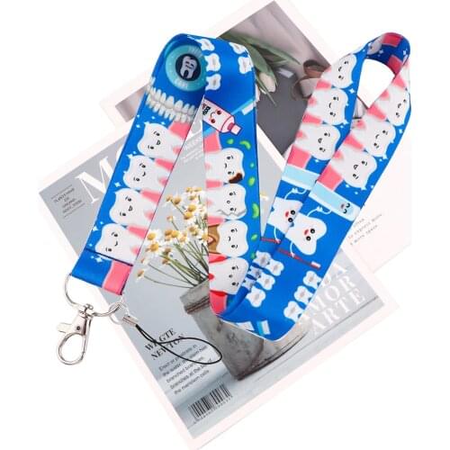 JY141 Cartoon Teeth Lanyards Id Badge Holder Keychain ID Card Pass Gym Mobile Badge Holder Lanyard Key Holder For Dentist