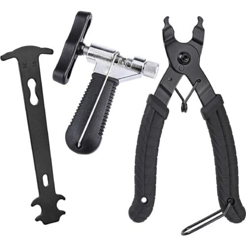 3Pcs Bike Chain Whip 3 In 1 Sprocket Remover Wrench Freewheel Removal Tools+Bicycle Chain Gauge+Bicycle Crank Remover Repair Kit