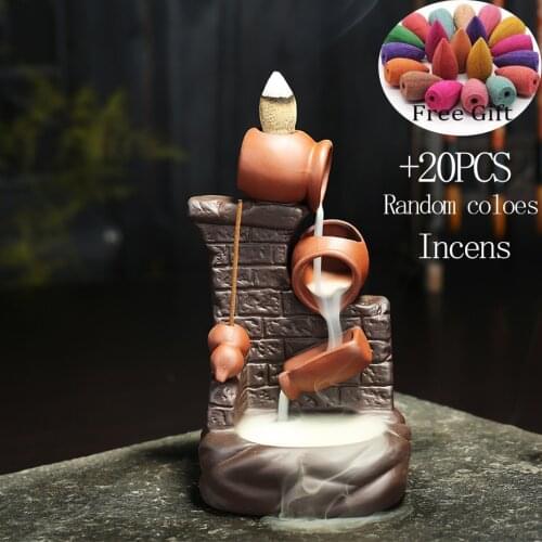 Creative purple clay incense cone burner small bucket incense burner handmade porcelain incense stick sticker holder