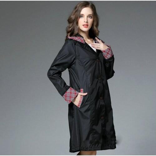 Fashion Women Lightweight Thin Poncho With Hat Ladies Waterproof Long Slim Raincoat Adults Rain Coat Windproof Rain Jacket
