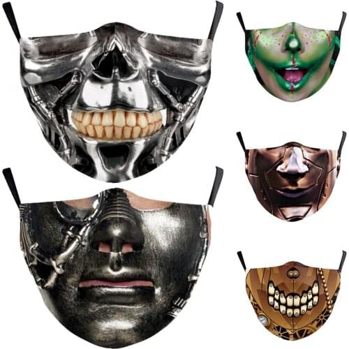 Fashion Halloween Cospaly Robot Mouth Face-Masks Women Men Unisex Gift Protection Cycling Spots Breathable Adult Party Cool Mask