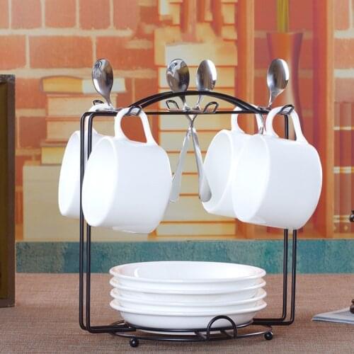 Bone China Luxury Coffee Cups Set Gold Rim White Ceramic Cup Saucer Set Nordic Tea Cup Stand Tray Kubek Utensil Cups DE50BD