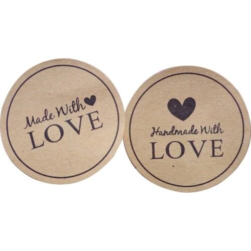 New 120pcs Handmade With Love Heart Sticker DIY 38mm Sealing Labels For Box Gift Packing Kraft Cooking DIY Tags