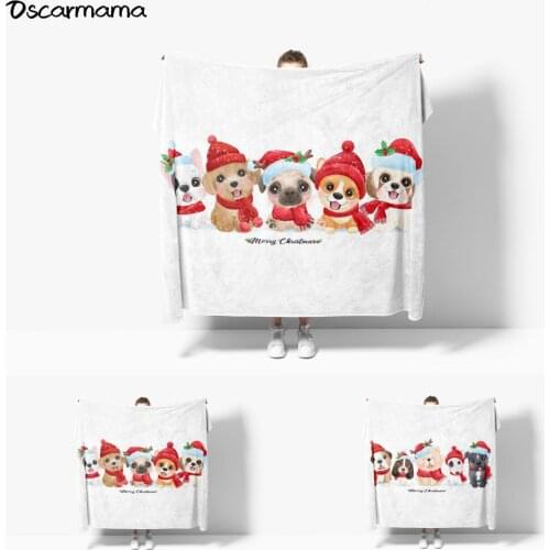 Dog Pet Cute Lovely Santa Cruz Christmas White Throw Blanket Kawaii Room Decor Wall Cover Tapestry Kids Friend Gift Present Pack