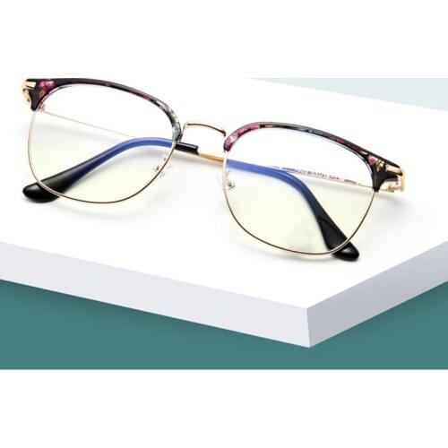 OEYEYEO New Simple Metal Anti Blue light Eyeglasses Mens Retro Literary Spectacle Frame Ladies Comfortable Eyebrow Eyewear 1525