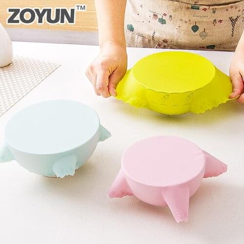 Food Grade Silicone Fresh-keeping Kitchen Microwave Heating Refrigerator Plastic Wrap Lids Stretch Leakproof Bowl Seal Cover