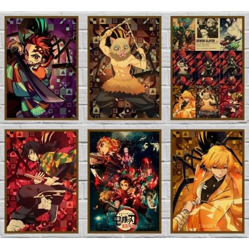 Japanese Anime Posters Demon Slayer Poster Modern Home Decor Art Painting Bedroom Room Bar Wall Decorative Picture 42X30cm