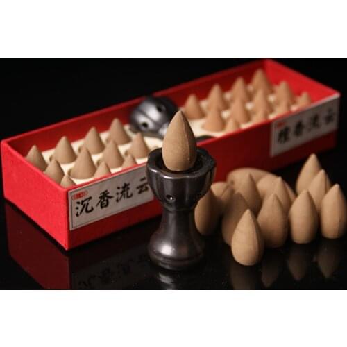 Incienso Natural de la torre de reflujo, incienso de sándalo, sabor ahumado, alones, juego de incienso de cono, vista de