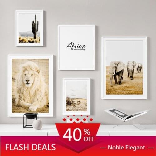 Africa Lion Elephant Giraffe Zebra Cactus Nordic Posters And Prints Wall Art Canvas Painting Wall Pictures For Living Home Decor