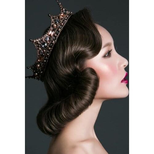 Mingli Tengda Queen Baroque Black Bride Round Whole Circle Crown Crown Photographic Studio Headwear Crown Wedding Accessories