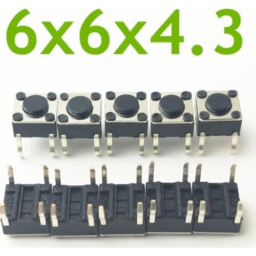 50pcs/lot 6x6x4.3MM 4PIN G89 Tactile Tact Push Button Micro Switch Direct Plug-in Self-reset DIP Top Copper Free Shipping