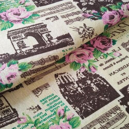 Printed Tower Cotton Linen Fabric Curtain tablecloth Cotton Cloth For DIY Quilting & Sewing Placemat,Bags Material