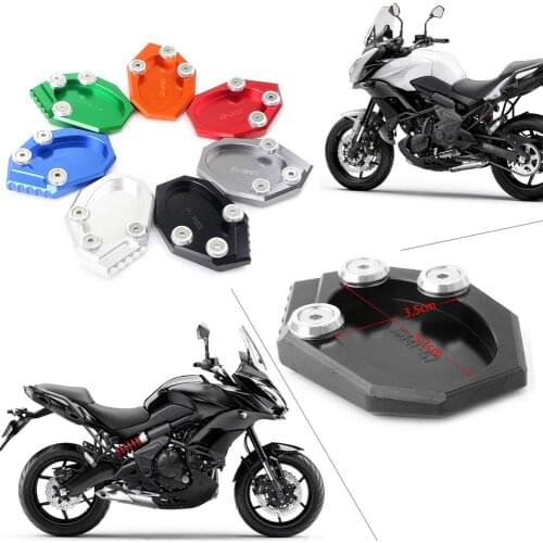 CNC Motorcycle Kickstand Enlarger Foot Side Stand Pad Extension Pad Support Plate for Kawasaki VERSYS 650 KLX250 2009-2014
