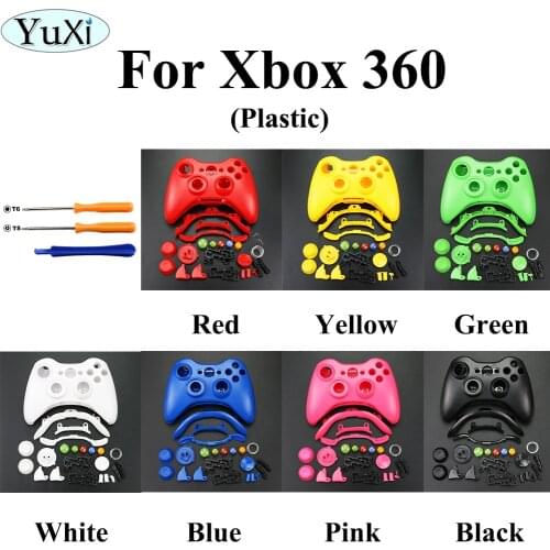 YuXi 1Set Controller Housing Shell Set Plastic Faceplates Buttons Kit For Xbox 360 Wireless Gamepads with screwdriver Tool