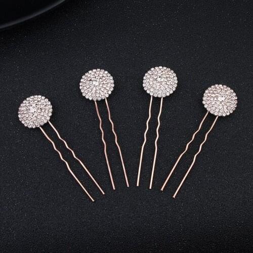Gold Bridal Hair Comb Hairpins 4pcs Hair Jewelry Hairwear Accessory Hair Clip Bride Bridesmaid Wedding Party Decor