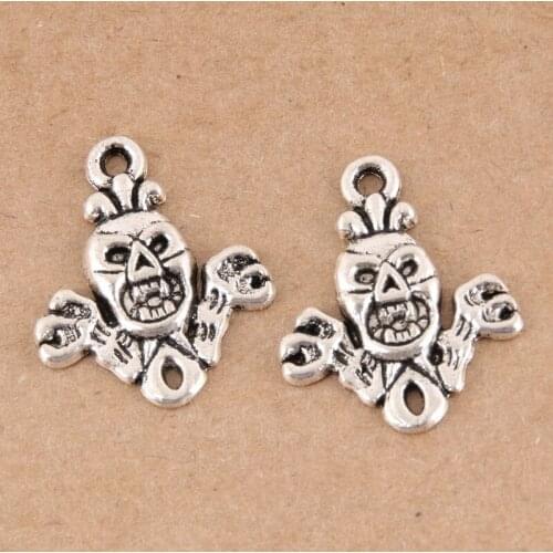10pcs Silver Color Gothic Punk Skull Face Charms Skeletons Pendants DIY Handmade Jewelry Making Accessorie
