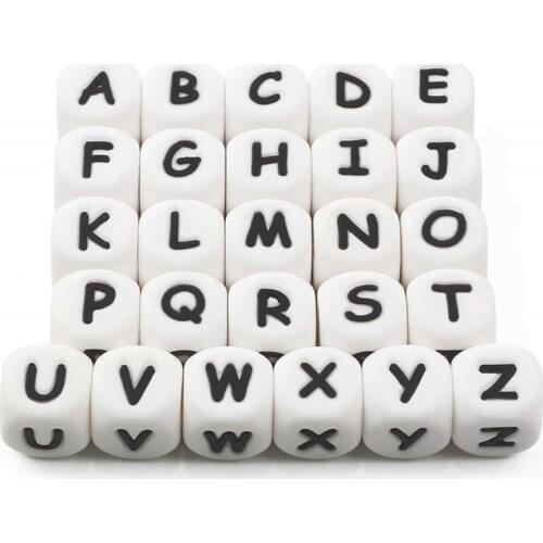 10Pcs Silicone English Alphabet Beads Letter BPA Free Toys For DIY Name Baby Teething Necklace Baby Teether
