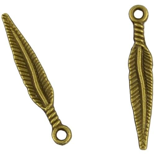 100 Pieces 3D Feather Shape Charms Bead Fit Necklace Bracelet Crafts Findings