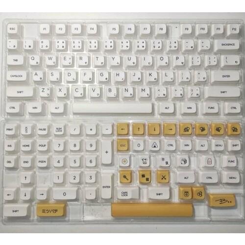 137key/ Set Honey And Milk Theme Key Caps For MX Switch Mechanical Keyboard PBT Dye Sublimation Japanese Minimalist White Keycap