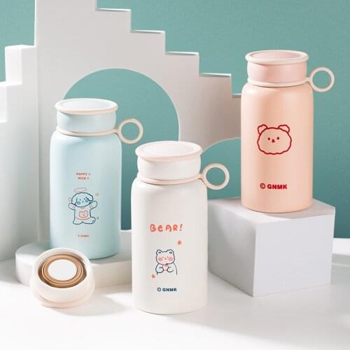 450ml Ins Cute Bear Thermos Bottle 304 Stainless Steel Water Bottle Double Layer Coffee Cup Portable Vacuum Flasks Girl Boy Gift