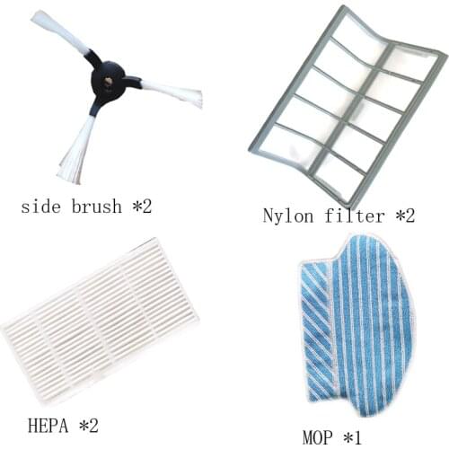 Free shipping original nylon filter for prosenic robot vacuum cleaner inner dust bin and HEPA MOP side brush