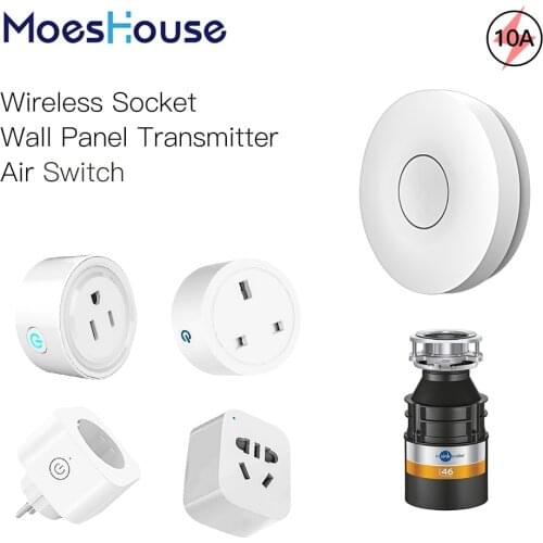 Wireless Socket Self-powered Air Switch Food Residues Garbage Disposal Appliances Fan TV 10A Remote Control No Drilling No Pipe