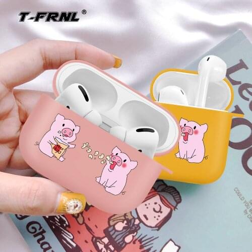 Cut pig Couples case for airpods pro personality label soft silicone earphone cover for AirPods Pro coque for AirPods 1 2