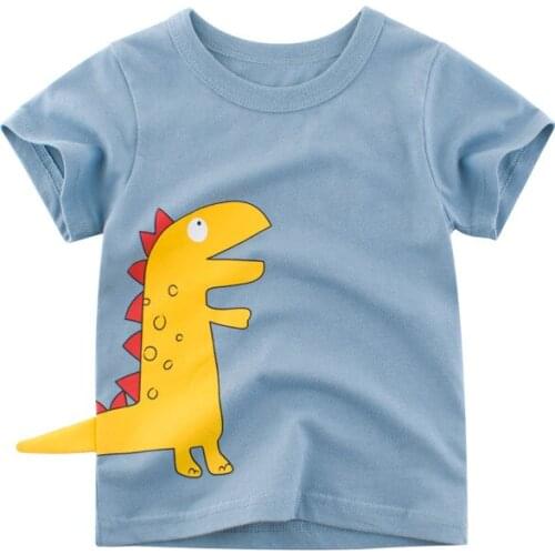 Children Short-Sleeved t-Shirts Clothes For Boys And Girls Summer 2021 Foreign Style Boy Tops Baby Cartoon Dinosaur Top 1-8 Age