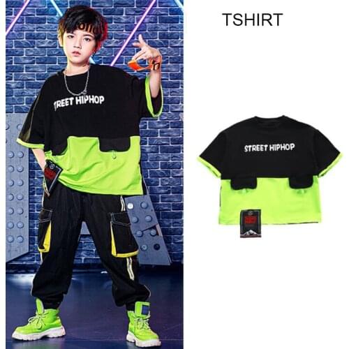 Kids Concert Show Stage Clothing Loose Tshirt Jogger Cargo Pants For Girls Boys Ballroom Hip Hop Jazz Dance Costume Clothes Set