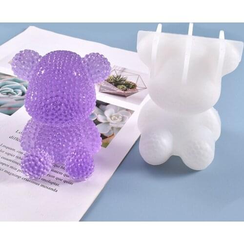 DIY Crystal Epoxy Mold Silly Cute Diamond Bear Silicone Mold for Candle Making Home Decor Aroma plaster mold