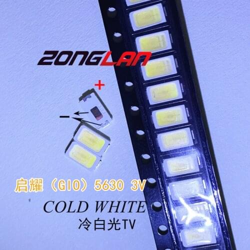 FOR (GIO) High Power 5630 LED PLCC-3 Television Backlit Super Bright Diode SMD 5630 LCD 0.5W 3V Cool White TV Backlight 200PCS